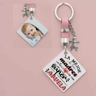 llavero personalizado "La mejor de las madres se convierte en una super abuela"