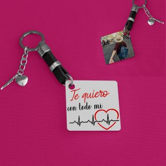 Llavero Te quiero con todo mi corazón cardiograma