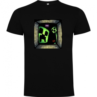 Camiseta minecraft Creeper ventana