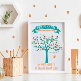 Lámina personalizada para profes "árbol búhos"