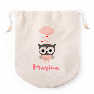 Bolsa personalizada "Búho rosa"