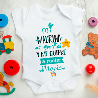 Body personalizado "mi madrina es genial y me quiere a rabiar"