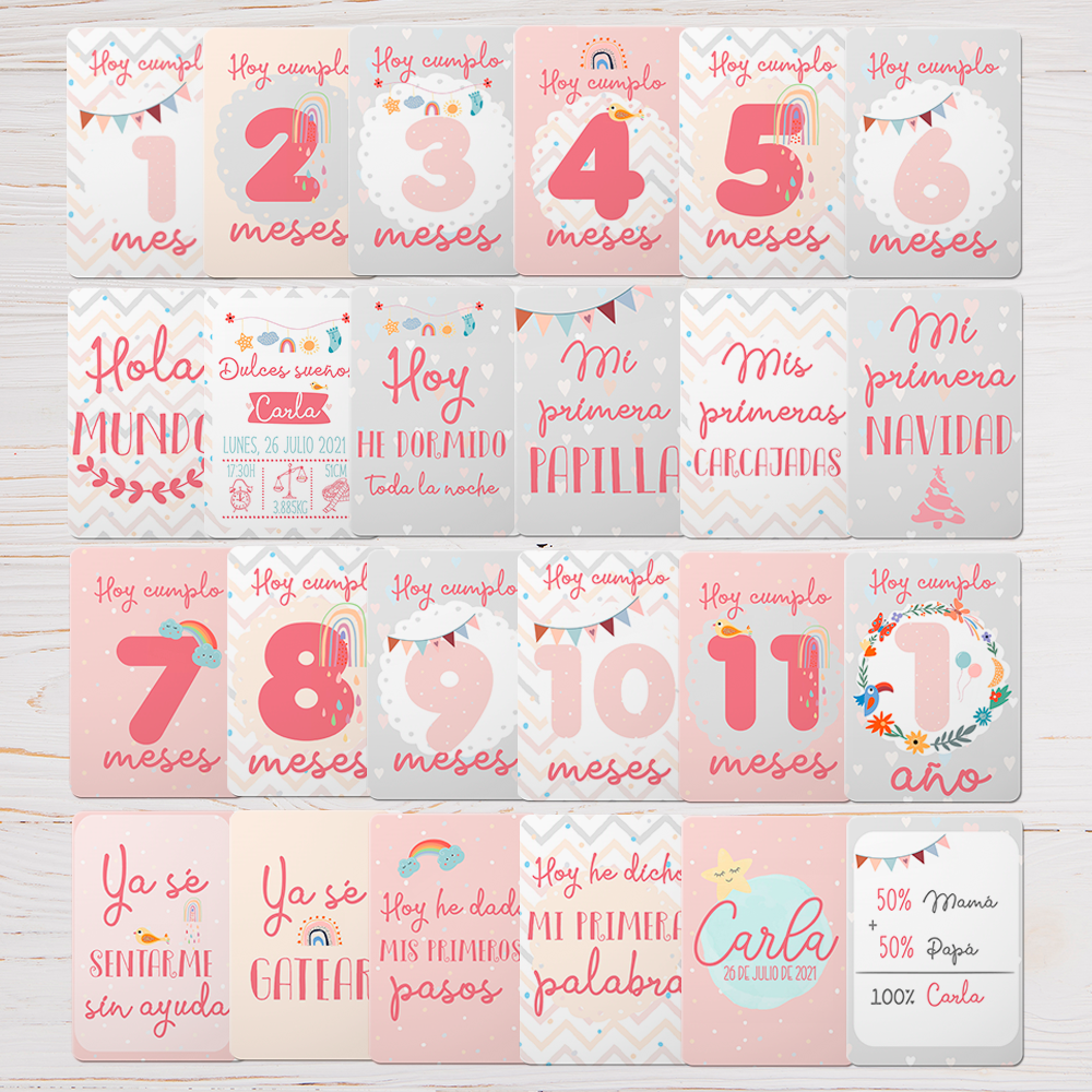 Disponible en varios idiomas Tarjetas cumple mes Arcoíris Crea tu propio álbum de crecimiento 