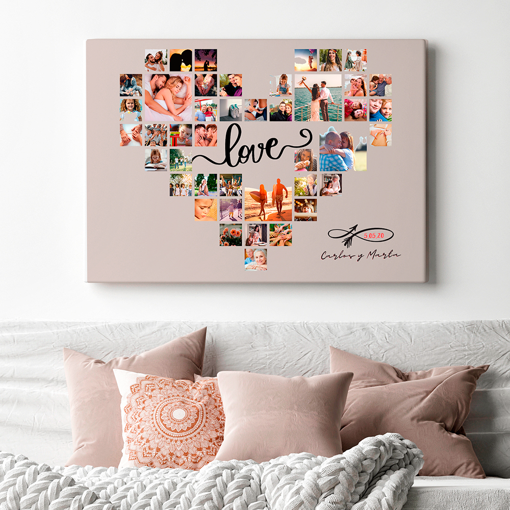 Grapa emitir Oxido Lienzo personalizado Collage corazón - Tú personalizas