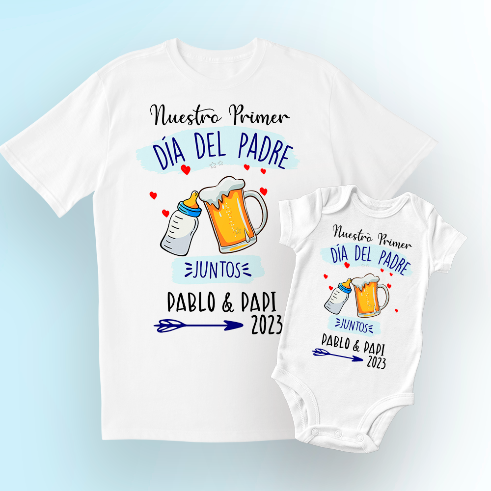 Tóxico Aviación Gruñido Camiseta y body "Nuestro primer día del padre juntos" - Tú personalizas