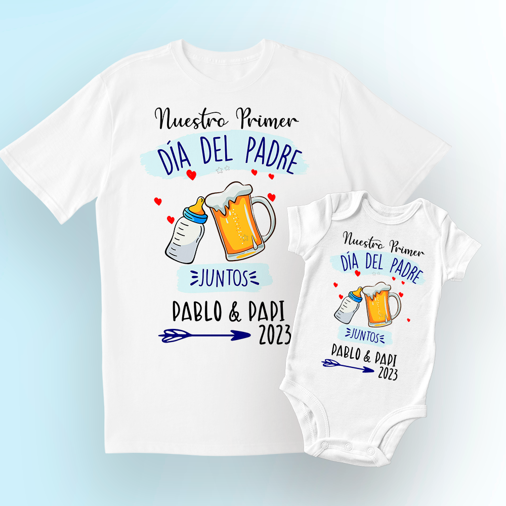 Camiseta body primer día padre juntos" - personalizas