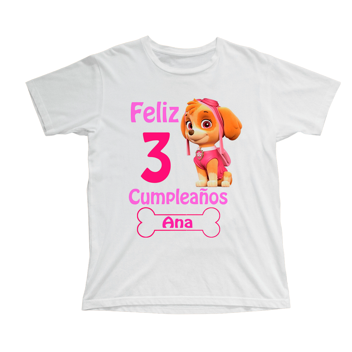 Camiseta cumpleaños patrulla canina (niña), personalizable - personalizas