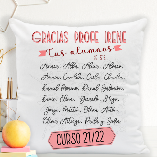 Cojín personalizado para profes "Nombres de la clase"