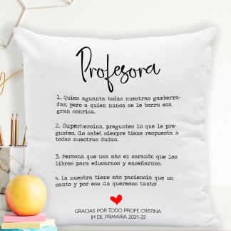 Cojín personalizado "Descripción profesora"