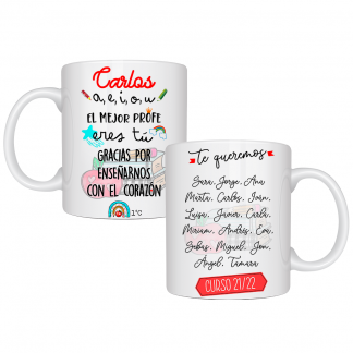 Taza personalizada "a, e, i, o, u, el mejor profe eres tú"