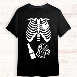 Camiseta esqueleto con jarra de cerveza