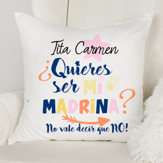 Cojín "Tita quieres ser mi madrina?"