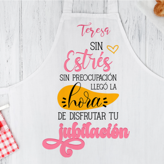 Delantal personalizado "Sin estrés, sin preocupación, la vida empieza en la jubilación"