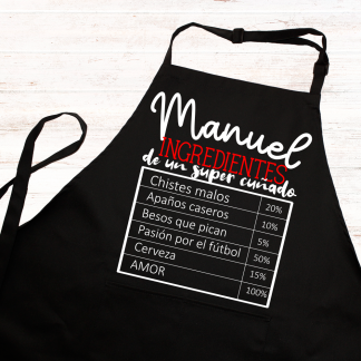 Delantal personalizado "Ingredientes para un súper cuñado"