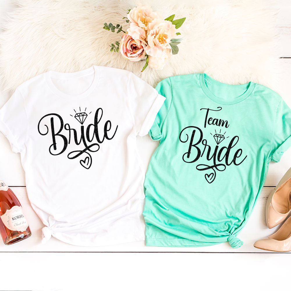 Pack camisetas despedida de soltera Bride Team bride verde menta Tu personalizas
