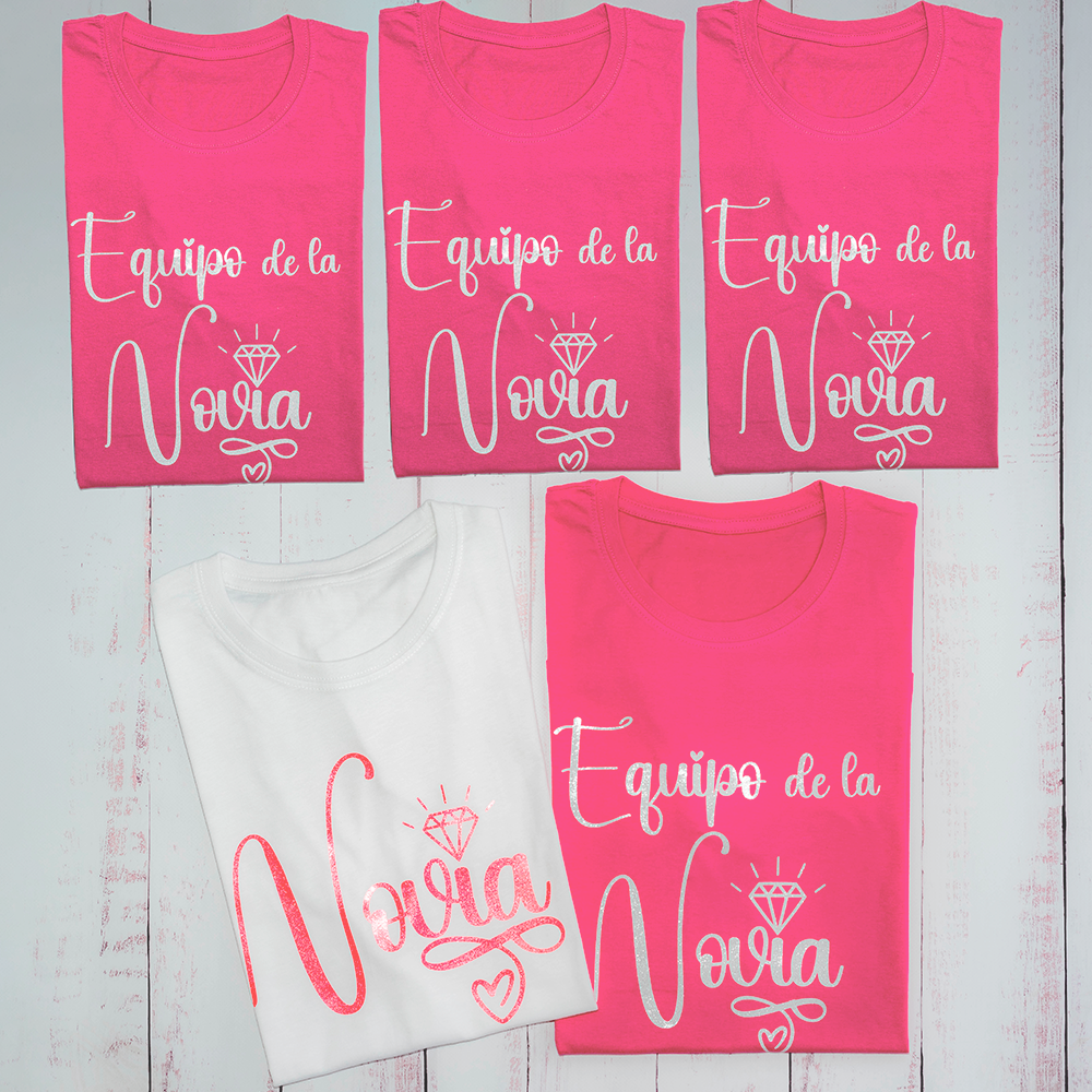 Pack de camisetas despedida de soltera "Novia, Equipo de la novia" Tú