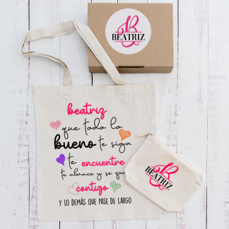 Tote Bag + Neceser "Que todo lo bueno te siga"