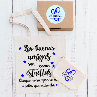Tote Bag + Neceser "Las buenas amigas son como estrellas"