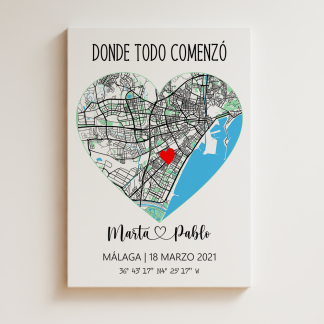 Lienzo personalizado "Corazón ubicación"