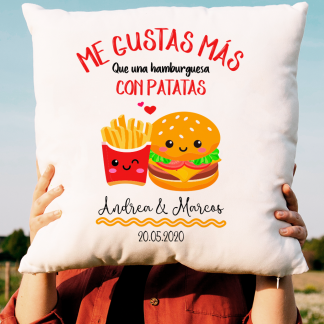 Cojín "Hamburguesa y patatas"