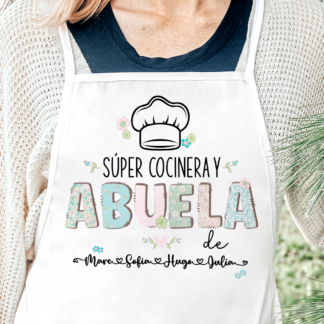 Delantal personalizado "Súper cocinera y abuela de"