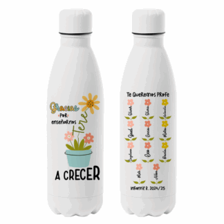 Botella personalizada "Gracias por enseñarnos a crecer"
