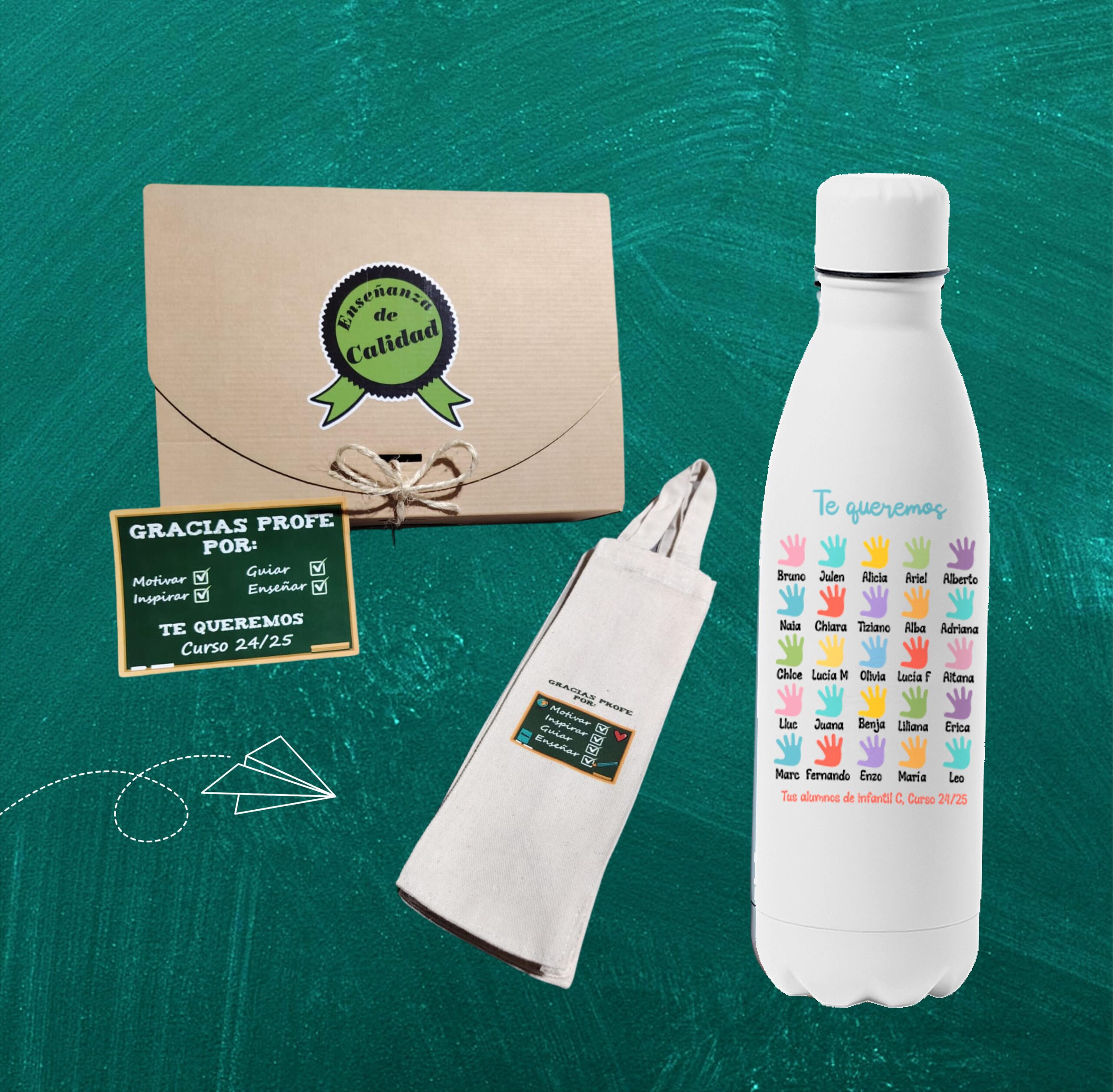 Botella personalizada " Se necesita un gran corazón para ayudar a formar pequeñas mentes " - Imagen 2
