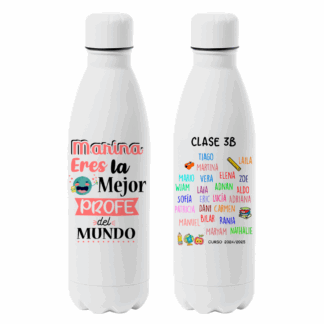Botella personalizada "Eres la mejor profe del mundo"