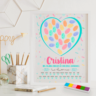 Lámina personalizada para profes con huellas corazón