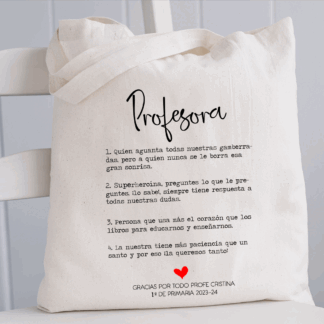 Bolso personalizado para profes "Descripción profesora"