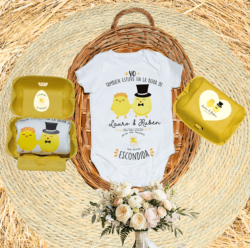 Body personalizado "Yo también estuve en la boda de... pero mi mami me tenía escondid@" - Imagen 3