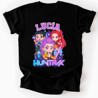 Camiseta personalizada “Huntrix Chibi” con nombre | Infantil anime K-Pop ✨