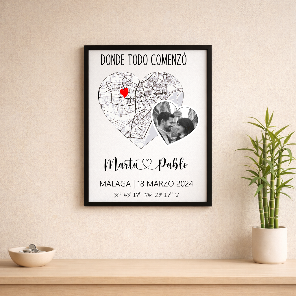 Lámina Donde todo comenzó corazón con foto - Imagen 3