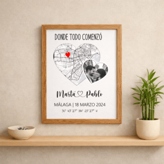 Lámina Donde todo comenzó corazón con foto