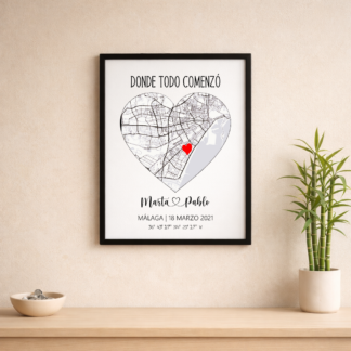 Lámina Donde todo comenzó corazón blanco y negro